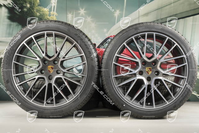 21" Cayenne RS Spyder Winterräder Satz, Felgen 9,5J x 21 ET46 + 11,0J x 21 ET58 + NEUE Pirelli Winterreifen 275/40 R21 + 305/35 R21, mit RDK-Sensoren