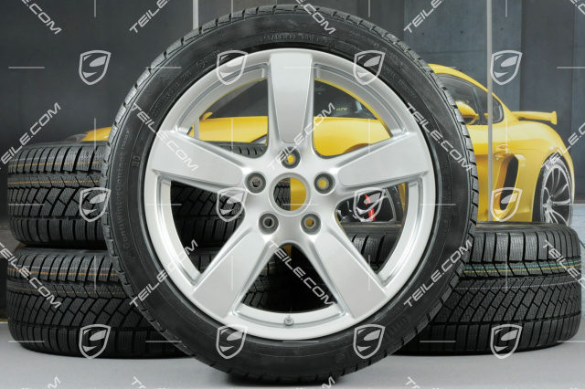 19" winter wheel set "Cayman S", rims 8J x 19 ET57 + 9,5J x 19 ET45 + winter tyres Continental WinterContact TS 830P 235/40 R19 + 265/40 R19, with TPMS