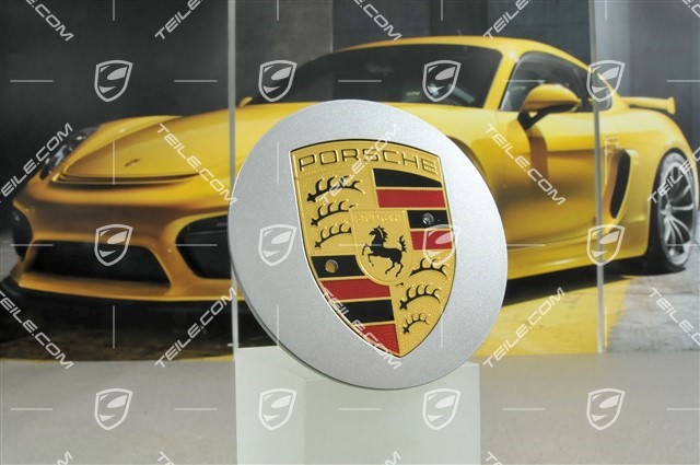 Hub cap, convex with coloured crest, GT silver metallic, for SportClassic wheels / Sport Edition wheels