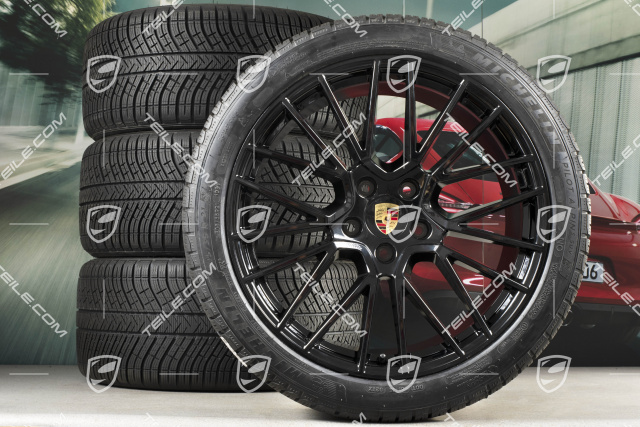 21" Cayenne COUPÉ RS Spyder Winterräder Satz, Felgen 9,5J x 21 ET46 + 11,0J x 21 ET49 + NEUE Michelin Pilot Alpin 5 275/40 R21 + 305/35 R21, mit RDK-Sensoren, schwarz hochglanz