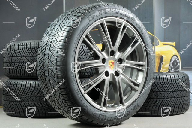 20-inch winter wheels set "Exclusive Design", rims 9,5 J x 20 ET71 + 10,5 J x 20 ET71 + Michelin Pilot Alpin 4 winter tires 275/40 R20 + 315/35 R20, Platinum (satin)