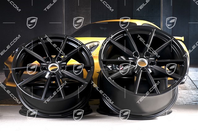 20+21-inch wheel rim set Carrera S, rims: front 8,5Jx20 ET53+ rear 11J x 21 ET66 in black satin-mat