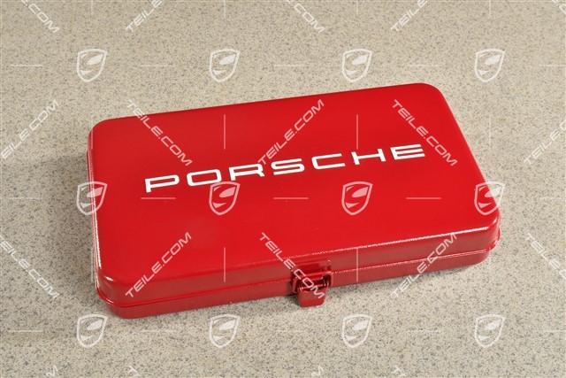 Porsche Classic screwdriver tool kit set in steel case, wood, 5 parts
