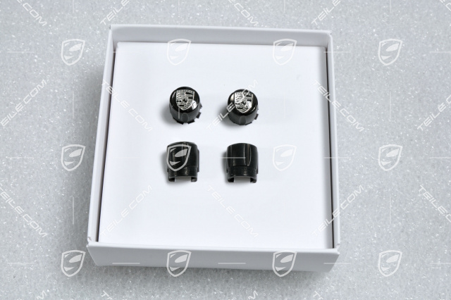 Valve cap, black, crest black-white, set for cars without TPM