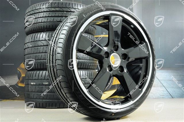 20" Koła letnie komplet Sport Classic - czarne, felgi 9J x 20 ET51 + 11,5J x 20 ET56 + NOWE opony letnie Pirelli 245/35 ZR20 + 305/30 ZR20, z czujnikami ciśnienia RDK