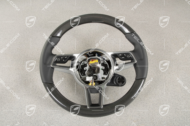 Multifunction steering wheel, Leather/Carbon, Heated, Black