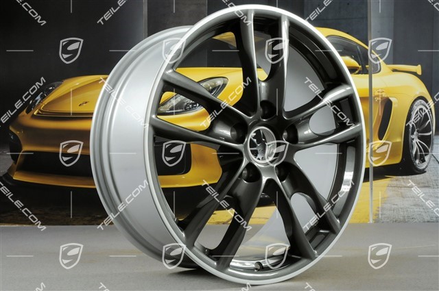 19" Komplet felg Boxster S III, 8J x 19 x ET 57 + 9,5J x 19 x ET 45, ramiona felg w kolorze Achat Grey Metallic