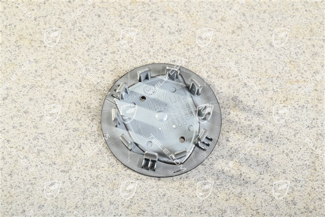Hub cap, concave, emblem in Rhodium, black high gloss