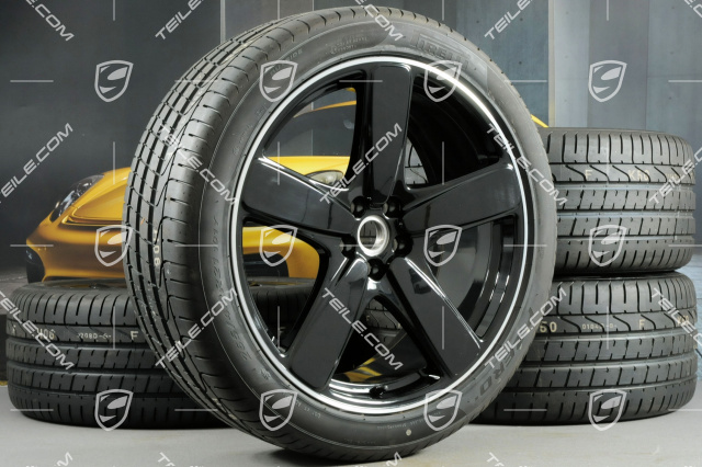 21-inch "Sport Classic" black (high gloss) summer wheels set, rims 9J x 21 ET26 + 10J x 21 ET19, Pirelli PZero summer tyres 265/40 R 21 + 295/35 R 21, with TPMS