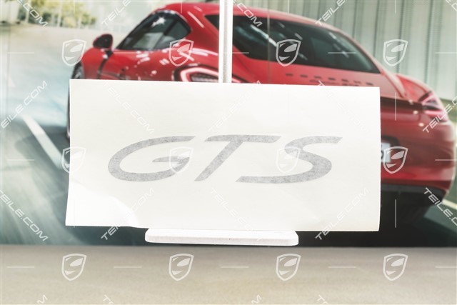 GTS Schriftzug / Abzeichen / Emblem Aufkleber, Glanzschwarz /  Neu / Macan / 810-00 Schriftzüge, Zierbeschläge, Steinschlagschutz /  95B800951