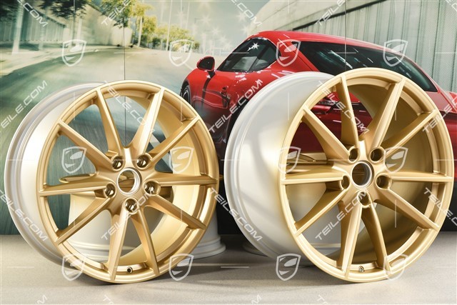 20+21-inch wheel rim set Carrera S, rims: front 8,5J x 20 ET53 + rear 11,J x 21 ET67, aurum satin matt
