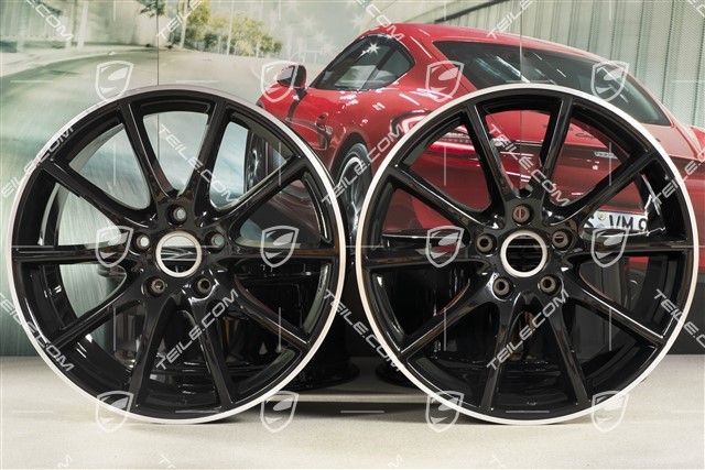 20-inch Cayenne Design wheel rim set, 10,5J x 20 ET64 + 9J x 20 ET50, Exclusiv, wheel star in black