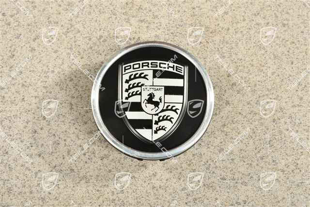 Wheel hub cap, black satin matt / crest silver