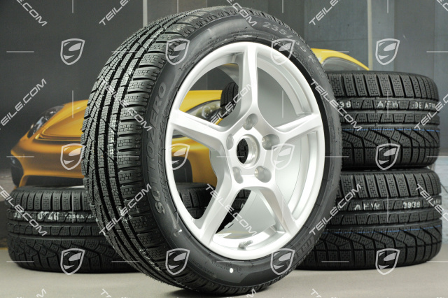 18" Boxster winter wheels set, rims 8J x 18 ET57 + 9,5J x 18 ET49, Pirelli Sottozero II winter tires 235/45 R18 + 265/45 R18