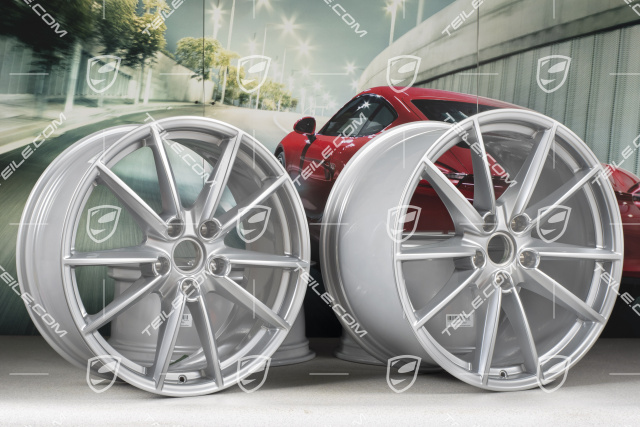 20+21-inch wheel rim set Carrera S, rims: front 8,5J x 20 ET53 + rear 11,5J x 21 ET67, Brilliant Chrome finish