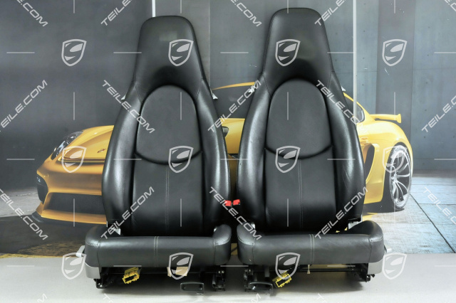 Seats, manual adjustable, heating, leatherette, black, set (L+R)