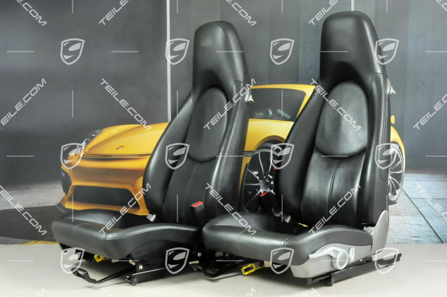 Seats, manual adjustable, heating, leatherette, black, set (L+R)