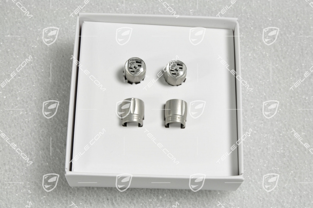 Valve cap, silver, crest black-white, set for TPM