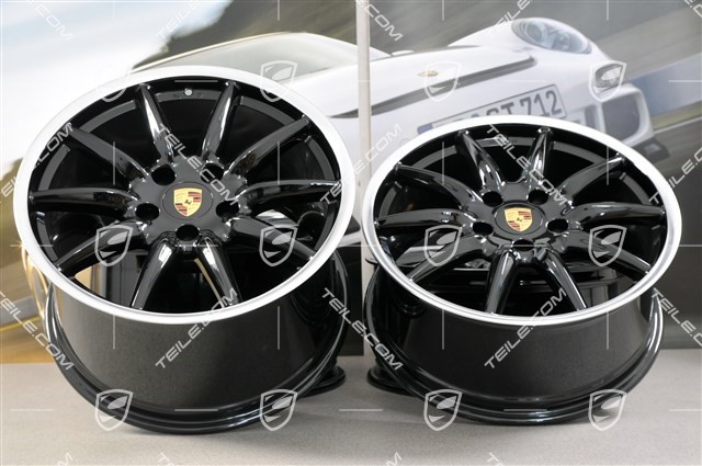 19-inch Carrera Sport wheel set, 8,5J x 19 ET55 + 11,5J x 19 ET67, high gloss black