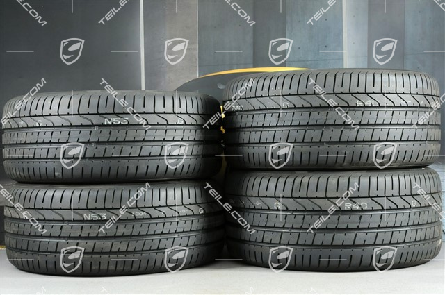 21-inch Cayenne Exclusive Design summer wheel set, rims 9,5J x 21 ET46 + 11,0J x 21 ET58 + NEW Pirelli P Zero summer tyres 285/40 R21 + 315/35 R21, with TPMS, Platinum satin matt