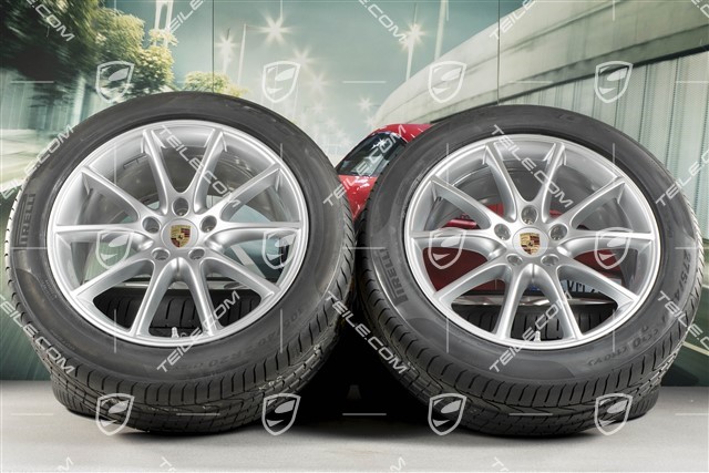 20-inch Cayenne Design summer wheel set, rims 9J x 20 ET50 + 10,5J x 20 ET64 + NEW Pirelli summer tyres 275/45 R20 + 305/40 R20, with TPMS