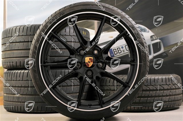 20-inch Carrera S III summer wheel set, 8,5J x 20 ET51 + 11J x 20 ET52 + NEW summer tyres 245/35 ZR20 + 305/30 ZR20, with TPMS, black high gloss