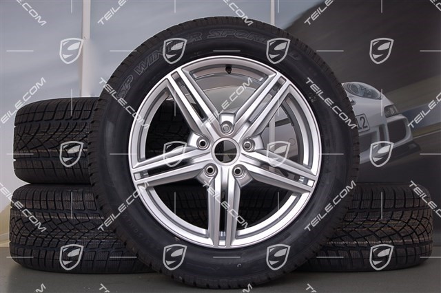 19-inch winter wheels set "Cayenne Design II" facelift 2014->, alloy rims 8,5J x 19 ET59 + NEW Dunlop SP Winter Sport 3D winter tyres 265/50 R19, with TPM