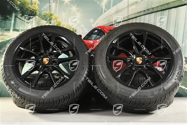 19-inch winter wheels set "Panamera S", rims 9J x 19 ET64 + 10,5 J x 19 ET62 + NEW Michelin Pilot Alpin 4 winter tyres 265/45 R19 + 295/40 R19, black high gloss