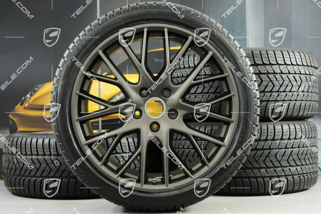 21" Winterräder Satz "SportDesign", Felgen 9,5 J x 21 ET71 + 10,5 J x 21 ET71 + NEUE Pirelli Sottozero III Winterreifen 275/35 R21 + 315/30 R21, Platinum Seidenmatt