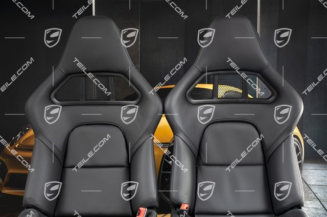 Bucket seats, collapsible, leather Black, L+R