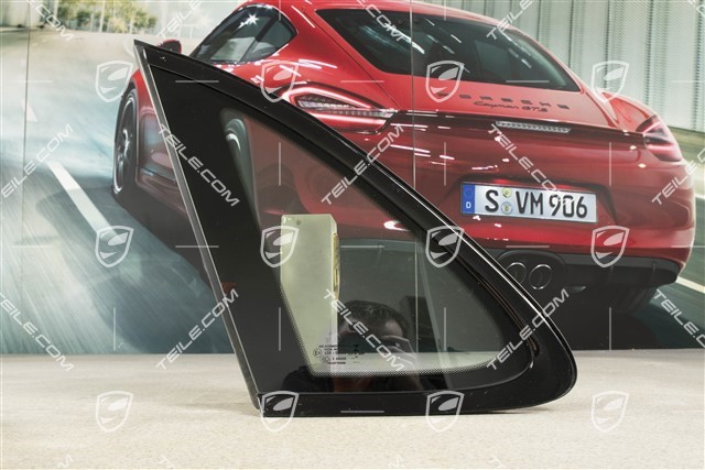 Side window with moulding, aluminium package Black, Green heat-Insulating  glass in rear, L / used / Macan / 805-00 Windows / 95B845297FD 