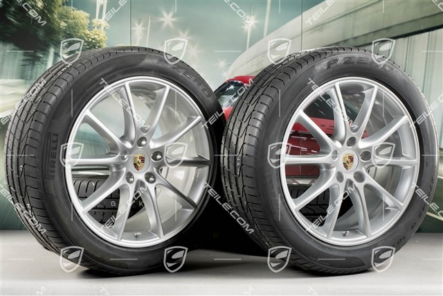 20-inch Cayenne Design summer wheel set, rims 9J x 20 ET50 + 10,5J x 20 ET64 + NEW Pirelli summer tyres 275/45 R20 + 305/40 R20, with TPMS