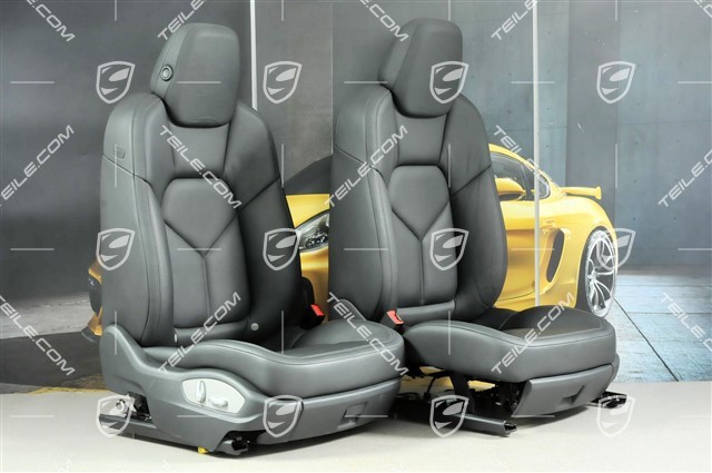 Seats, elect. adjustment, leather, black, set (L+R)