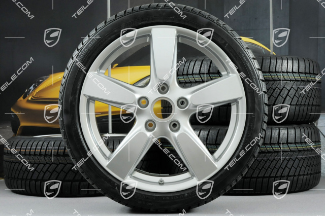 19" Koła zimowe komplet "Cayman S", felgi 8J x 19 ET57 + 9,5J x 19 ET45 + opony zimowe Continental WinterContact TS 830P 235/40 R19 + 265/40 R19, z czujnikami RDK