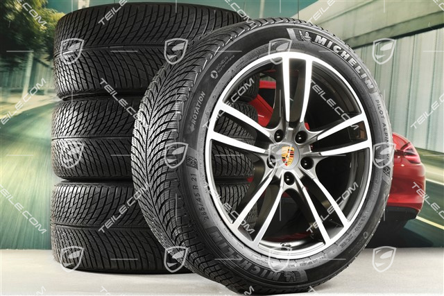 21-inch Cayenne COUPÉ Turbo Design winter wheel set, rims 9,5J x 21 ET46 + 11,0J x 21 ET49 + NEW Michelin winter tyres 285/45 R21 + 305/40 R21, with TPMS, Titanium