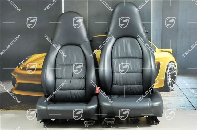 Seats, manual adjustable, leather, Metropole blue, Draped, set (L+R)