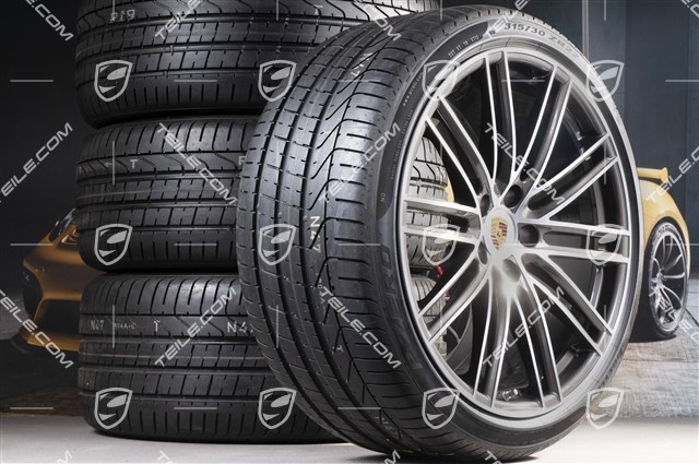 22-inch summer wheel set 911 Turbo IV Design, rims 10J x 22 ET48 + 11,5J x 22 ET61 + NEW Pirelli summer tyres 285/35 ZR22 + 315/30 ZR22, with TPM