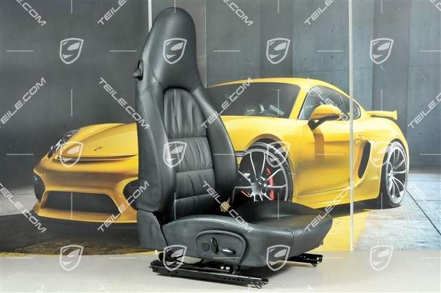 Seat, el adjustable, leather, Metropole blue, Draped, Porsche crest, R