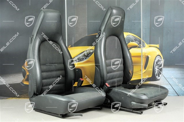 Seat, leatherette + fabric with Porsche logo, black, L+R