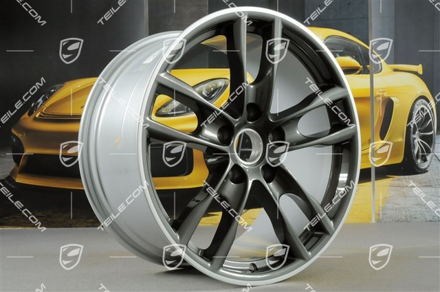 19-inch Boxster S III wheel set, 8J x 19 x ET 57 + 9,5J x 19 x ET 45, wheel spokes in Achat Grey Metallic