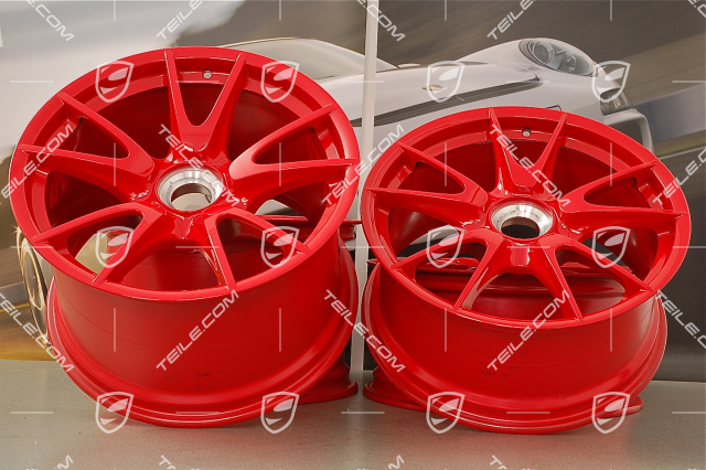 19-inch GT3 II RS 4.0 / GT2 RS wheel set, Guards Red, front 9J x 19 ET47+ rear 12J x 19 ET48