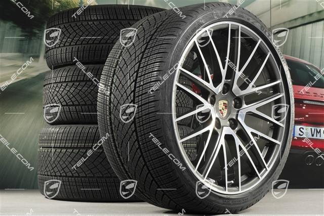 20"+21" Turbo V Winterräder Satz, Felgen 8,5J x 20 ET40 + 11J x 21 ET66 + Goodyear Winterreifen 245/35 R20 + 305/30 R21, DOT/Bj. 2021