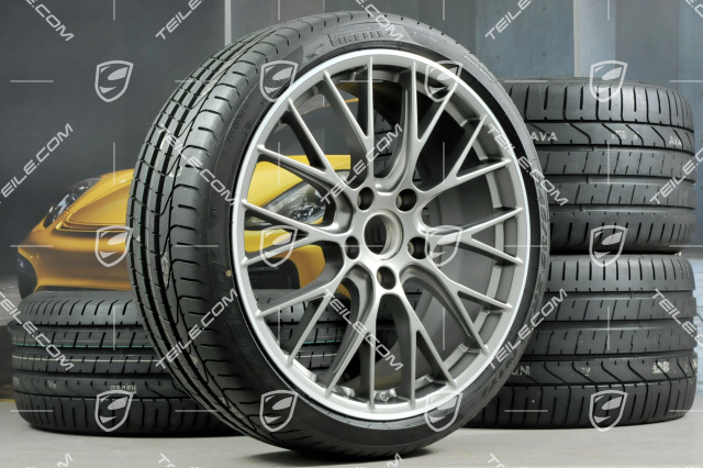 20" Sommerräder Satz RS SPYDER Design, Felgen 8,5J x 20 ET49 + 11,5J x 20 ET56 + Sommerreifen 245/35 R20 + 305/30 R20, in Platinum (seidenglanz)