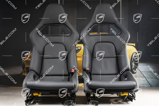 Bucket seats, collapsible, leather Black, L+R