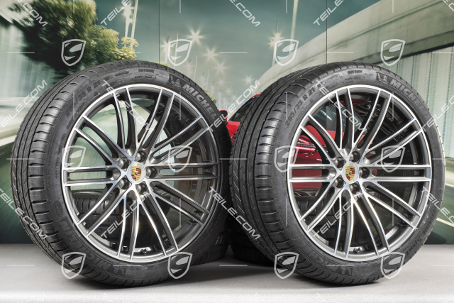 21" Turbo IV Design summer wheel set, wheel rims 9,5J x 21 ET27 + 10J x 21 ET19 + Michelin summer tyres 265/40 R21 + 295/35 R21, with TPM