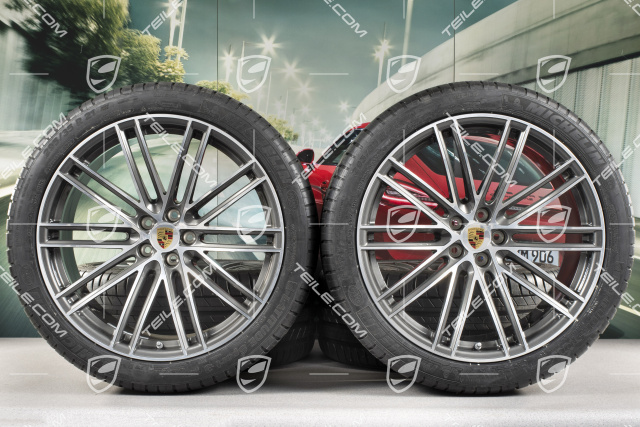 21" Turbo IV Design summer wheel set, wheel rims 9,5J x 21 ET27 + 10J x 21 ET19 + Michelin summer tyres 265/40 R21 + 295/35 R21, with TPM