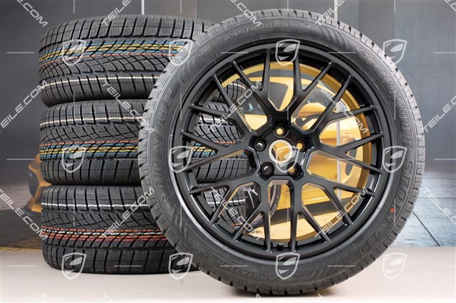 20" "RS Spyder Design" Winterräder Satz, Felgen 9J x 20 ET26 + 10J x 20 ET19, Dunlop Winter Sport 4D Winterreifen 265/45 R20 + 295/40 R20, mit RDK-Sensoren, schwarz seidenmatt