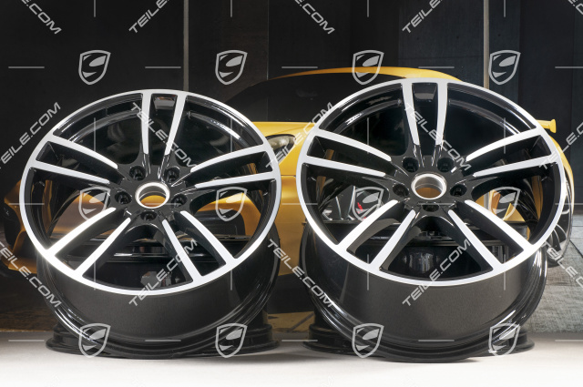 21-inch wheel rim set Cayenne Turbo, 11J x 21 ET58 + 9,5J x 21 ET46, black high gloss