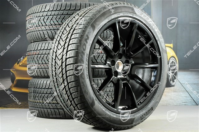20-inch "Macan SportDesign" winter wheels set, rims 9J x 20 ET26 + 10J x 20 ET19 + NEW Pirelli Scorpion Winter winter tyres 265/45 R20 + 295/40 R 20, with TPMS, black high gloss