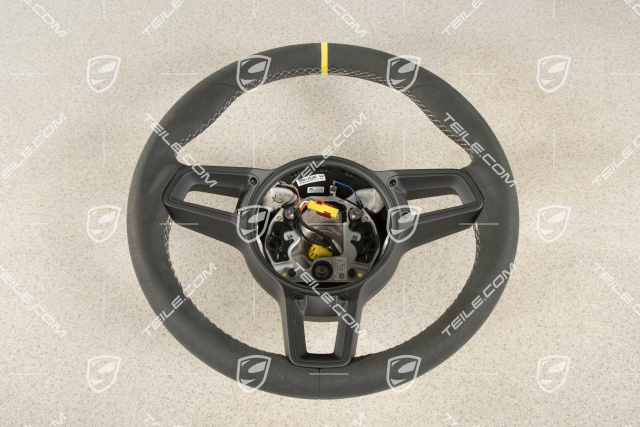 Sports Steering wheel GT, Alcantara, black/silver, 12 o'clock marking Speed yellow